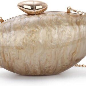 Shell Shape Acrylic Clutch Metallic Marble Evening Evening Bag for Women Glitter